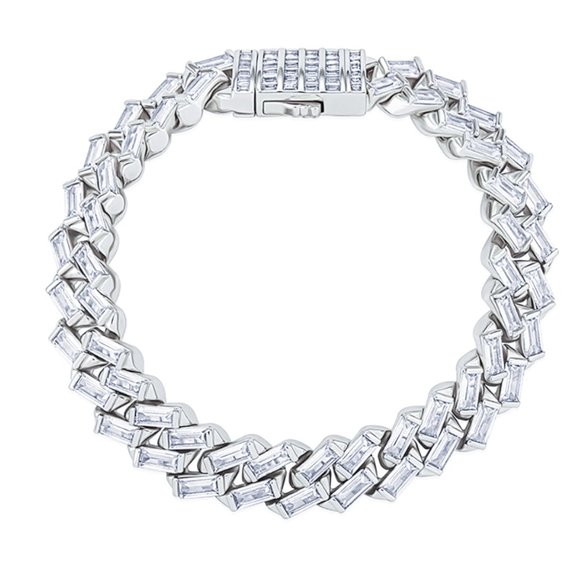 10 MM Bezel Set Baguette Bracelet - Picture 1 of 1